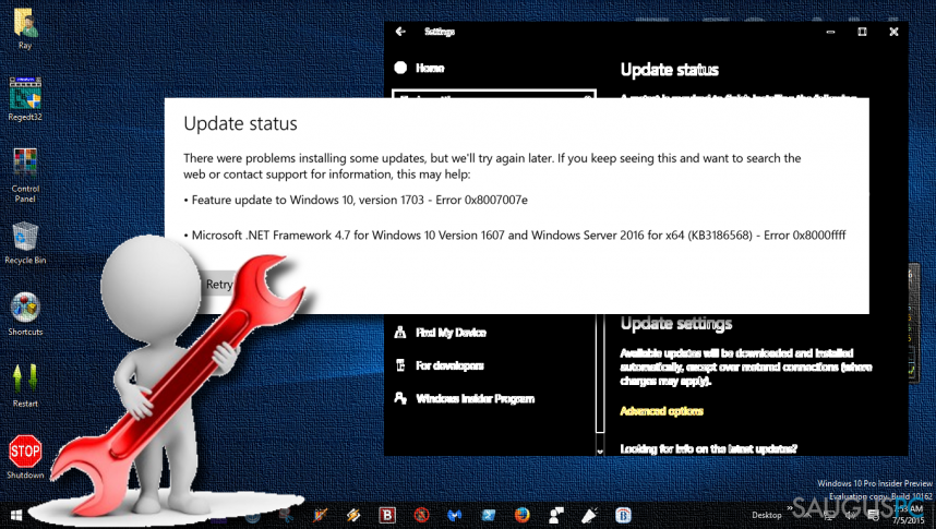 showing 0x8007007e error during Windows Update process