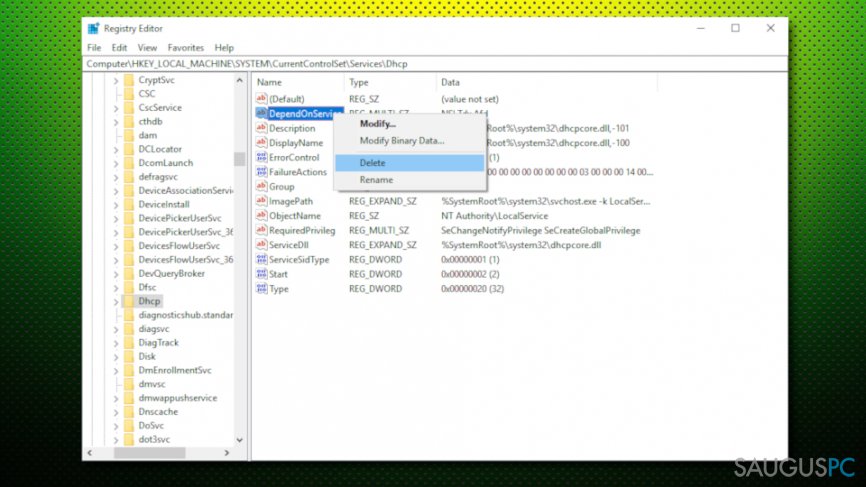 Windows registro įrašų modifikavimas