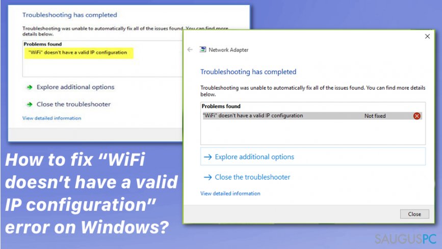 „WiFi doesn’t have a valid IP configuration” klaidos sutvarkymas