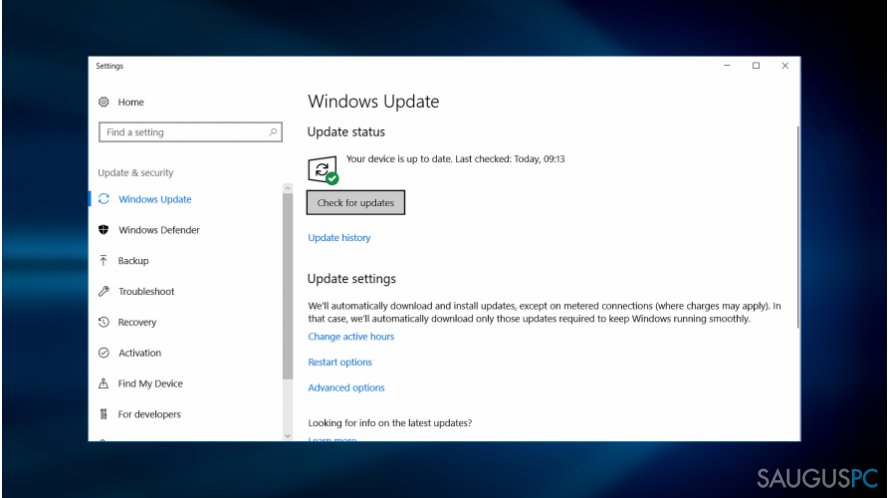 Naujausių Windows atnaujinimų atsiuntimas