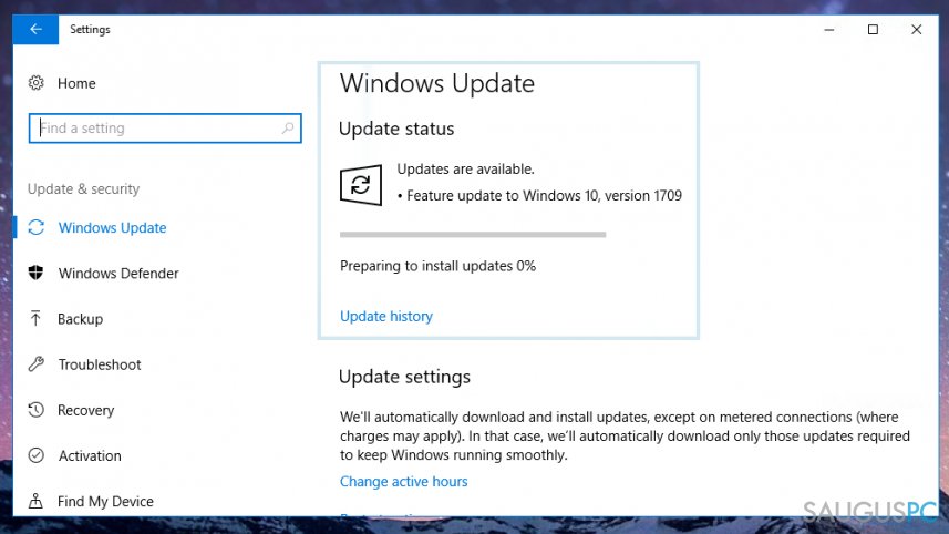 Windows atnaujinimu įrašymas