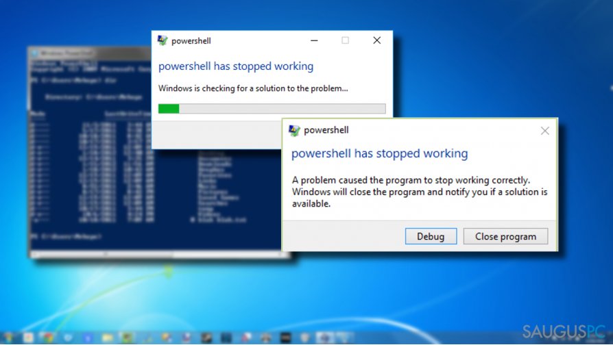 Windows PowerShell error message might be caused by different factors