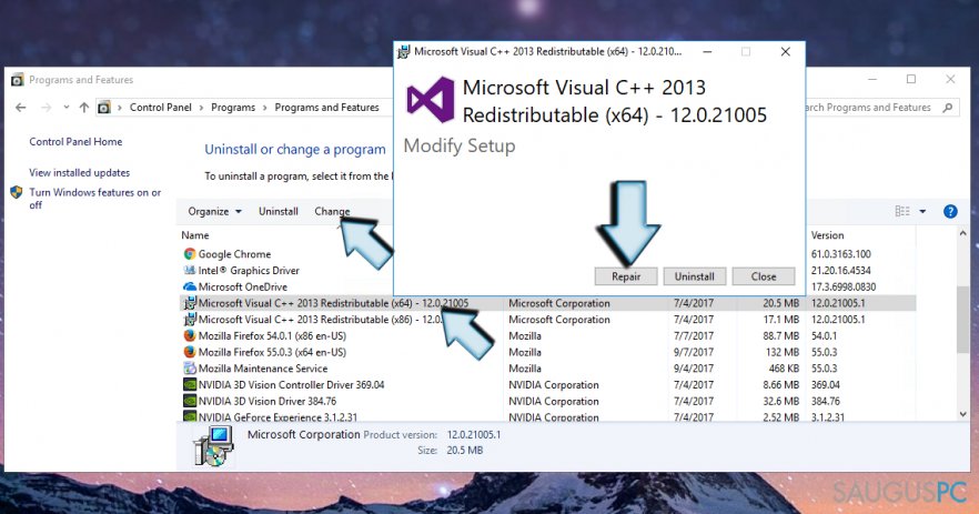 Microsoft Visual C++ 2015 Redistributable problemos taisymas