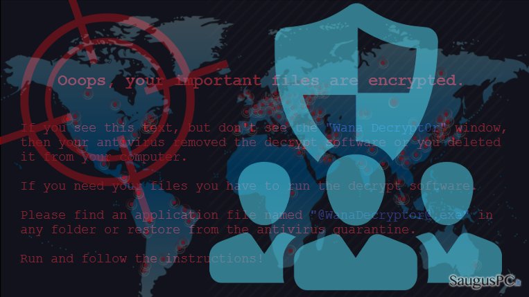 WannaCrypt ransomware viruso paveikslėlis