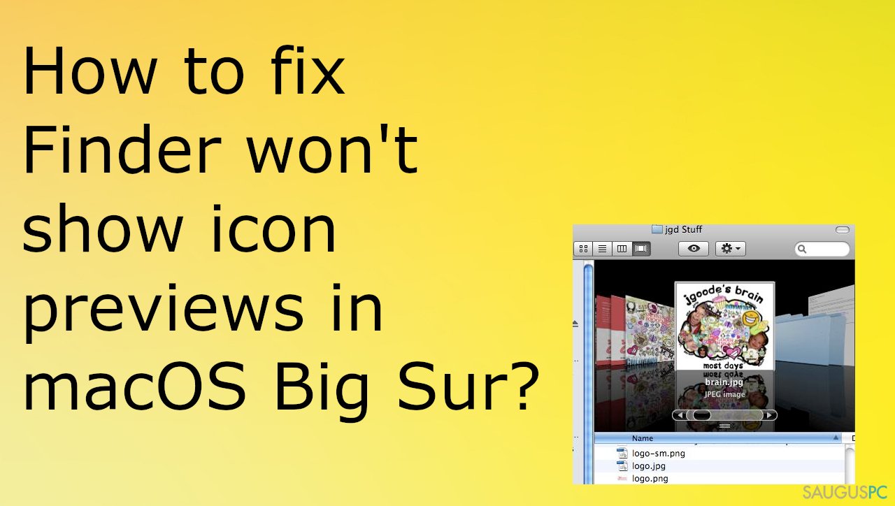 „Finder“ nerodo piktogramų peržiūros „macOS Big Sur“