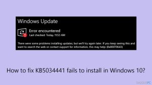 Nepavyksta įdiegti KB5034441 „Windows 10“ sistemoje. Kaip tai ištaisyti?