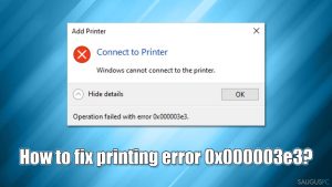Kaip ištaisyti spausdinimo klaidą 0x000003e3?