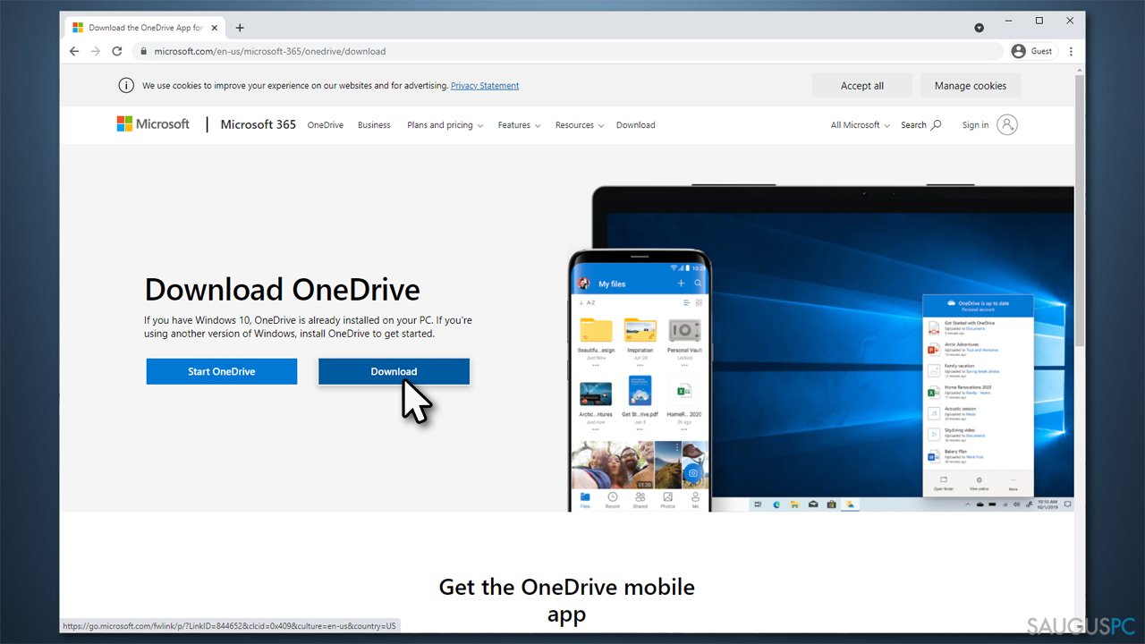 Iš naujo įdiekite „OneDrive“