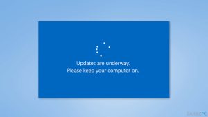 Kaip pataisyti užstrigusį „Windows“ „Updates are underway“ ekraną?
