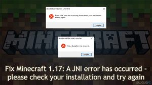 [Išspręsta] „Minecraft 1.17“ „A JNI error has occurred, please check your installation and try again“ klaida („TLauncher“)
