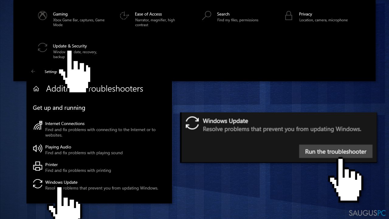 Paleiskite Windows Update Troubleshooter