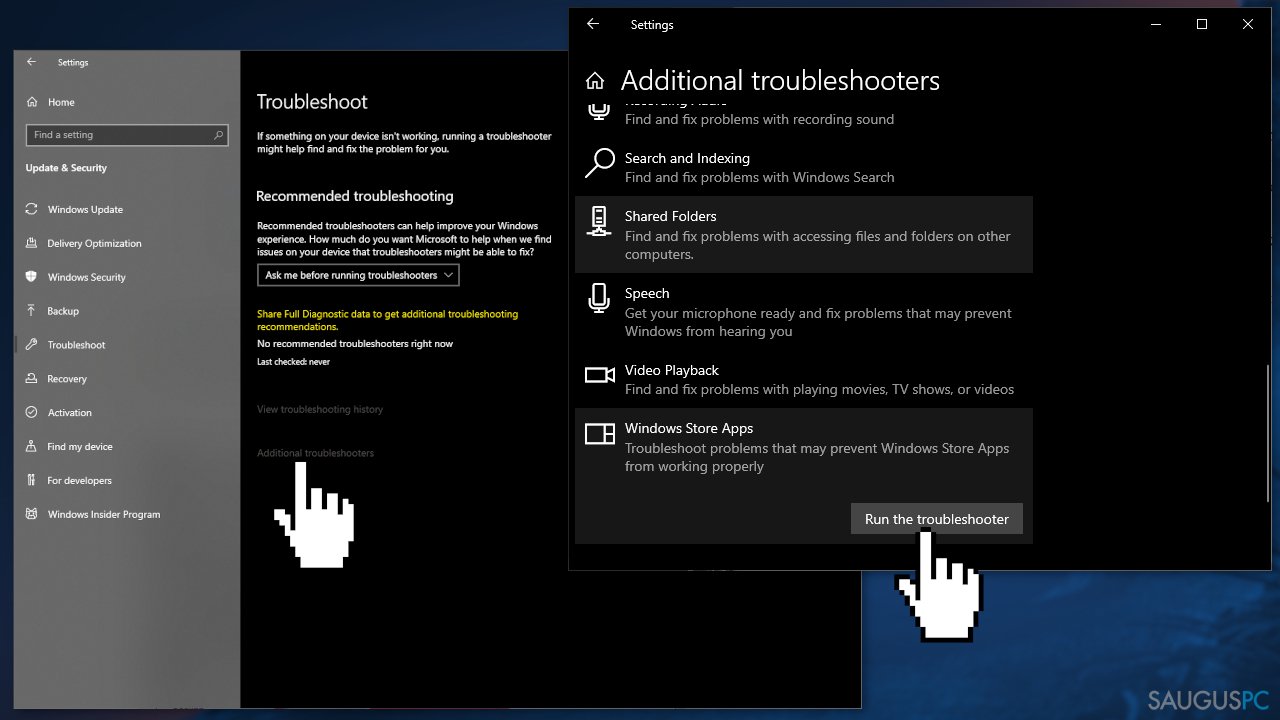Paleiskite „Windows Store“ programų trikčių šalinimo įrankį