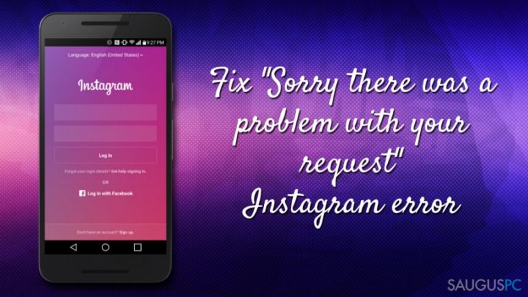 Sorry there was a problem with your request" klaida